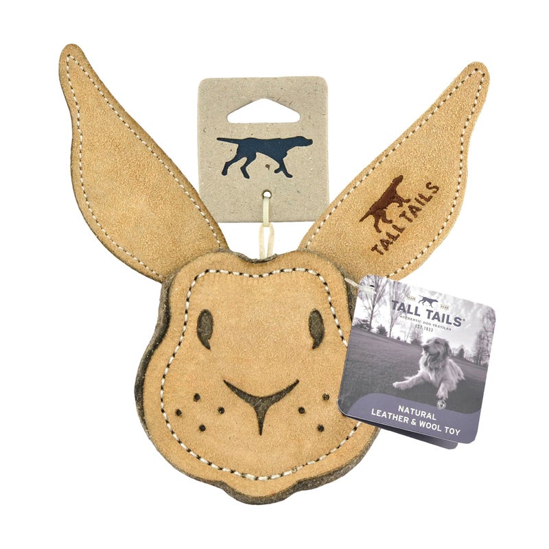 Tall Tails Dog Natural Leather Scrappy Fetch Toy for Dogs, Rabbit - Image 4